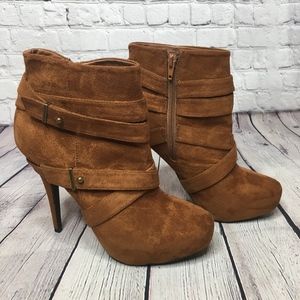 Delicious Cognac Suede Helped Boots